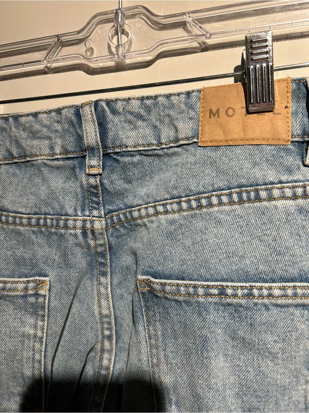 Motel Low Rise Parallel Jeans In Bright Blue Used - Picture 6 of 8